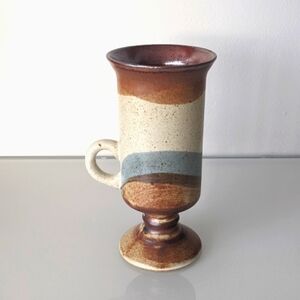 Vintage 1970s Japanese Hand-painted Otagiri Stoneware Pedestal Coffee Mug